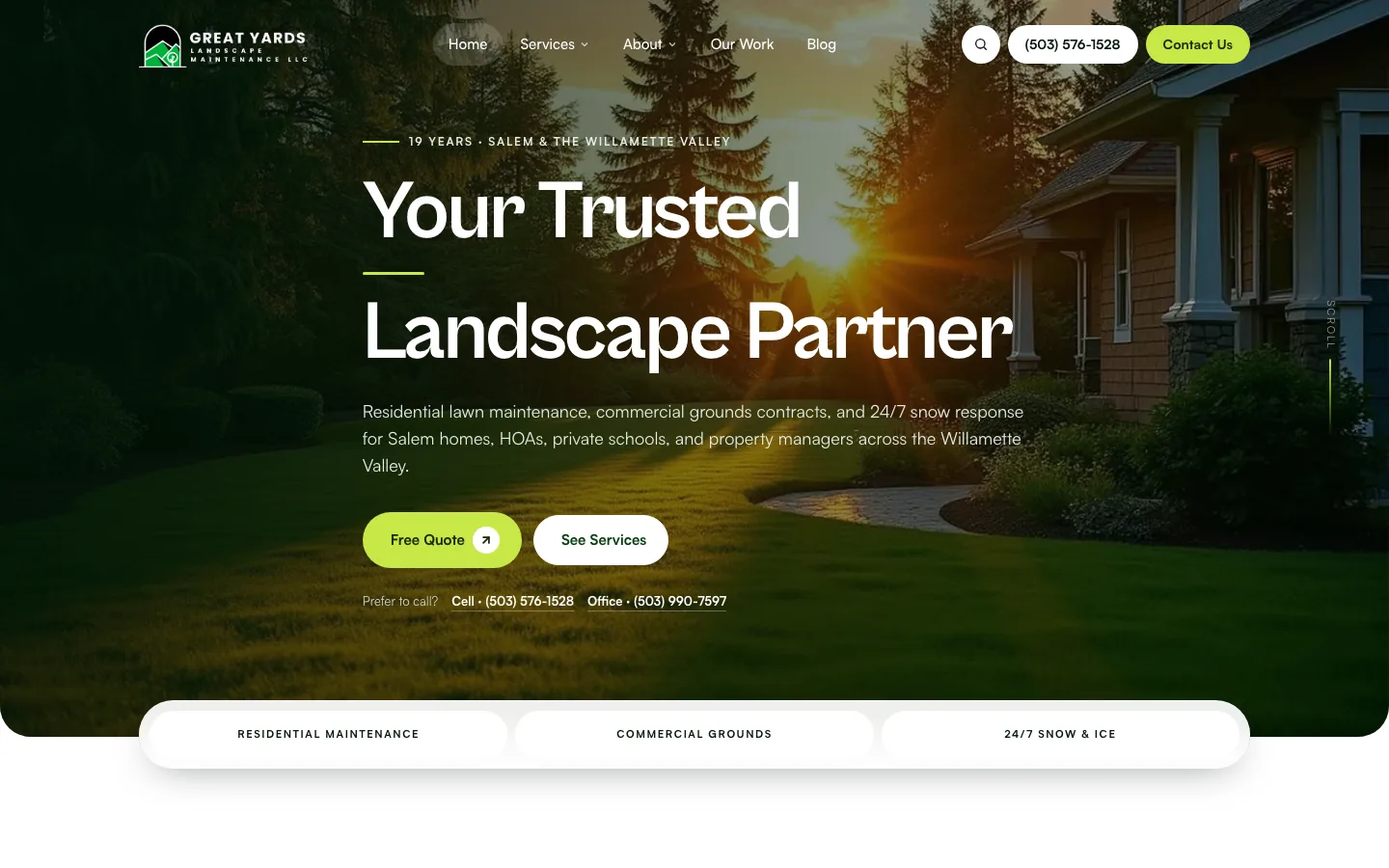 Great Yards Landscape homepage