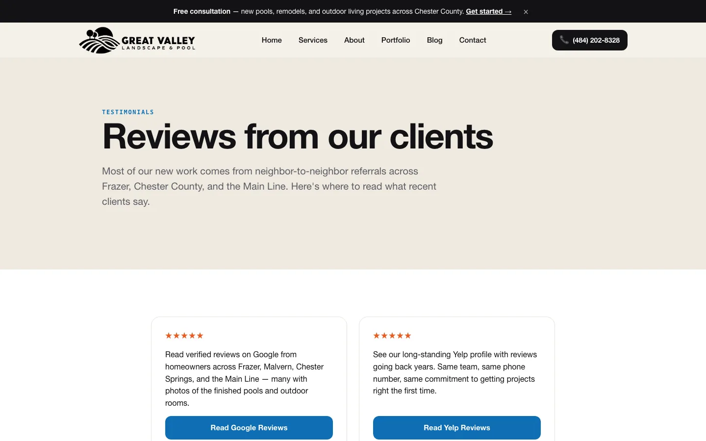 Great Valley testimonials from Chester County + Main Line homeowners