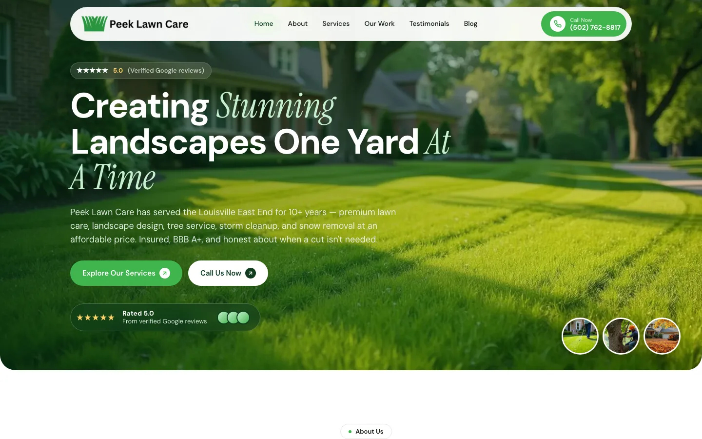 Peek Lawn Care homepage